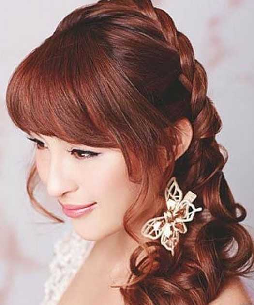 时尚简约的新娘齐刘海发型图片