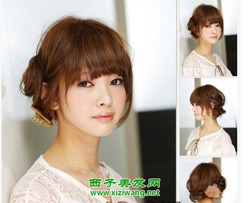 女生齐刘海发型扎法效果图棕色发色更迷人