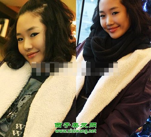 韩国女生流行长卷发发型图片
